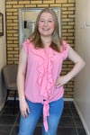 Chica London Hilda V-ringad Blus Volang Dam Summer Pink