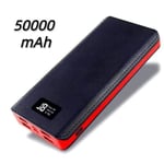 SWAREY 50000mah Power Bank Med Lcd-skärm 4 Usb-utgångar Bärbart Batteri För Alla Telefoner - Svart + Röd