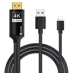 HDMI Cable for 4K Phone Pad 6.6FT / 2M Keyixing Adapter HDMI Cable from Phone to TV for Phone XR, X, 8, 7, 6, Pad Air, Mini, Pro, Pod Touch for 1OS