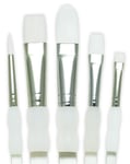5 Assorted Soft Grip Artist White Taklon Paint Brushes Royal Langnickel Sg305
