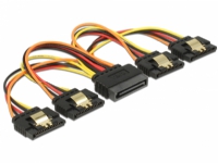 Delock - Förlängningskabel för ström - SATA-ström (hane) spärrad till SATA-ström (hona) metallklämma - 15 cm - svart, gul, röd, orange