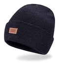 Levi's Unisex Classic Warm Winter Knitted With Fleece Lining for Men and Women Beanie Hat, Marl Navy, One Size UK