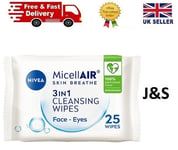 Nivea MicellAIR Biodegradable 3 In 1 Micellar Cleansing Wipes Pack of 25