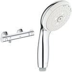 GROHE 34558000 | Grohtherm 800 Shower Thermostat + Grohe, Tempesta Hand-held Shower Head, Chrome, 3 Strahlarten