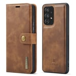 DG.MING Samsung Galaxy A53 Plånboksfodral med avtagbart skal, Cognac