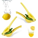 Presse citron manuel, lot de 2, presse agrumes 2 en 1 pour citron et citron vert, Bar HxlxP: 5,5 x 7,5 x 22 cm, jaune