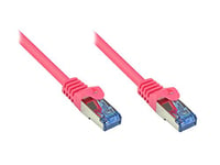 Kabelmeister® Câble patch Ethernet LAN catégorie 6A avec protection des nez d'encliquetage – S/FTP, PiMF, PVC, 500 MHz, sans halogène, compatible 10 Gigabits, magenta, 25 m