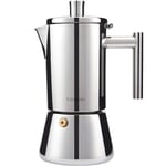 Easyworkz Diego Stovetop Espresso Maker Stainless Steel Italian Coffee Machine Maker Moka Pot For 4-6Cups 300ml Espresso Pot For Induction Gas and all stoves (Silver)