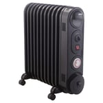 Black Electric Oil Filled Radiator Thermostat & 24 Hour Timer 2.5kW