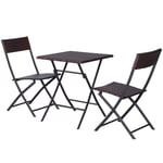 Brunt Polyrattan Bistroset för 2, Trädgårdsmöbler