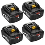 Powerwings - pack de 4) Batterie de Remplacement 18V 6ah pour makita BL1815 BL1820 BL1820B BL1830 BL1830B pour outil électrique, Batterie lithium