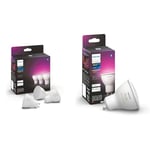 Philips Hue White & Colour Ambiance Smart Spotlight 3 Pack LED [GU10 Spotlight] - 350 Lumens & New White and Colour Ambiance Smart Light [GU10 Spot] with Bluetooth