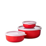 Mepal - Ensemble de 3 boîte de rangement Lumina - Boîte hermétique alimentaire avec couvercle pour frigo, congélateur, four vapeur, micro-ondes et lave-vaisselle - Bol de service – Nordic red