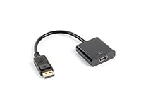 lanberg AD-0009-BK Displayport 1.1A (19 Pin) Male to HDMI (1.4) Female Adapter with Cable, 20 cm, Black