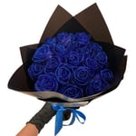 Glittrande rosbukett Blå Konstgjorda rosor Bukett Evig glänsande falska rosor Bukett Kärleksgåvor för Alla hjärtans dag Present, Jubileumsblå Blue