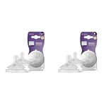 Philips Avent Lot de 2 tétines pour biberon à Réponse Naturelle 0% BPA & Avent Lot de 2 tétines pour biberon à Réponse Naturelle 0% BPA, Débit 5 pour Bébé de 6 mois + (modèle SCY965/02)