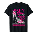 July Girl Like a Boss in Control diamond shoes Funny girl T-Shirt