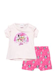 Set 2P Short + Ts Sets Sets With Short-sleeved T-shirt Pink Minnie Mouse