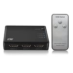 ACT Commutateur HDMI 4K 1080p, 3 en 1 Sortie, télécommande Infrarouge sans Fil, Commutation Automatique, Compatible avec TV, PS5, Xbox One, Lecteur DVD Blu-Ray - AC7845