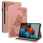 Samsung Galaxy Tab S9 FE Fodral med fjärilar, Rosa
