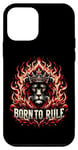 Coque pour iPhone 12 mini Fiery Regal Lion Born to Rule Citation de motivation