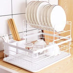 Dish Drainers,2 Tier Dish Drying Rack with Removable Drip Tray Plate Dishware Holder, Kitchen Organizer Supplies Storage Rack