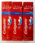 Colgate Max White One Toothpaste OPTIC 3-Pack (3 x 75g) for Visibly Whiter Teeth