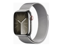Apple Watch Series 9 (GPS + Cellular) - 41 mm - rostfritt stål i silver - smart klocka med milanesisk loop - 64 GB - Wi-Fi, LTE, UWB, Bluetooth - 4G - 42.3 g