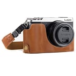 MegaGear MG974 Ever Ready Leather Half Case and Strap with Battery Access for Panasonic Lumix DMC-GX85/GX80 Camera - Light Brown