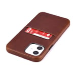 Dockem Virtuosa M1 Card Case for iPhone 12 and iPhone 12 Pro: Built-in Metal Plate, Designed for Magnetic Mounting: Ultra Slim Top Grain Genuine Leather Wallet Case: M-Series - (Brown Virtuosa)