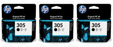 3x Genuine Original HP 305 Black Ink Cartridges For ENVY 6420e Inkjet Printer