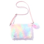 Rainbow Plush Bag Handbag Crossbody Bags Practical Beautiful Girl Coin Purse Phone Bag Shoulder Bag for Kids Toddler Girls Halloween Christmas Party
