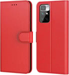 Coque Pour Xiaomi Redmi 10 , Etui Protection Housse Premium En Cuir Pu,Pochette Fermeture Magnétique,Flip Case Compatible Avec Xiaomi Redmi 10 Book Rouge