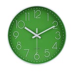 jomparis Vert Horloge Murale silencieuse et sans tic-tac,Horloge Murale Mute Silencieuse Pendule Murale pour La Chambre Cuisine Salon -30 CM