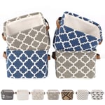 LessMo 4 Pack Storage Baskets, Collapsible Mini Storage Boxes, Canvas Fabric Waterproof Storage Bins made from Cotton and Linen, for Toys, Bathroom, Closets, Playroom (LUCKY, Thick fabric)