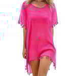 Kvinnors strandklänning sommarklänning bikini cover up sommarswimwear lång skjorta tunika strandponcho fransad sexig chiffong strandblus kvinnor