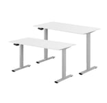 Höj- & sänkbart skrivbord vev, grått stativ, vit skiva, 120x70 cm