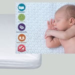 Ti TIN | Protège Matelas pour Lit Enfant/Bébé, 70x140 cm | Protège Matelas Doux, Respirant, Imperméable et Antibactérien - 100% Coton - Doublure en Polyuréthane - Tissu Éponge - Couleur Blanc