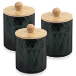3 x Boite Coton Tige Noirs, Boite à Coton Tige, Distributeur Porte Coton Tige, Boite Distributeur Coton Demaquillant, Rangement Coton Tige avec Couvercle, Boite Rangement Organisateur Salle de Bain