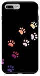 Coque pour iPhone 7 Plus/8 Plus Motif empreintes de pattes de chien en aquarelle abstrait arc-en-ciel