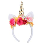 Boland 04288 - Serre-tête Rosy Unicorn, multicolore, avec fleurs, Carnaval, Fête à thème, JGA