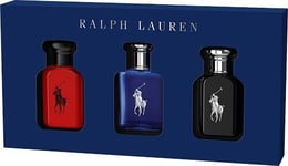 Ralph Lauren World Of Polo 3 x 40ml Men's Fragrance Gift Set  Blue Black & Red