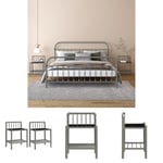 The Living Store Nattduksbord 2 st grå och svart metall och glas -  Nattduksbord