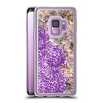 Head Case Designs Official Monika Strigel Succulent Rose My Garden Purple Clear Hybrid Liquid Glitter Compatible for Samsung Galaxy S9