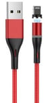 Magnetkabel USB till Lightning Röd 3A 1 Meter
