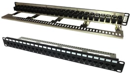 24 Port Cat6 Keystone Coupler Panel with Cable Management Bar - SFK24PT