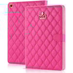 iPad 10.2 2021/2020/2019 9:e/8:e/7:e Fodral, Crown Design Bling Diamant Söt Elegant PU Läder Smart Auto Sleep/Wake Stativ Stötskyddande Fodral för Appl