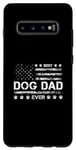 Coque pour Galaxy S10+ Best Dog Dad Ever USA Drapeau américain Fête des pères 4 juillet