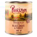 Ekonomipack: Purizon 12 x 800 g - Adult Kycklingfilé med Black Angus, kalkon, potatis & tranbär