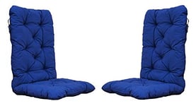 Ambientehome Lot de 2 coussins d'assise pour fauteuil à dossier haut Bleu 120 x 50 x 8 cm